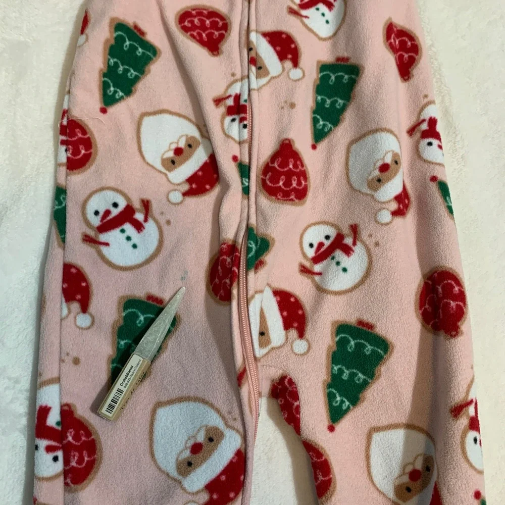 5/$25 Carters Child of Mine Pink Christmas Santa Snowman Tree Footie Pajamas 2T‎
